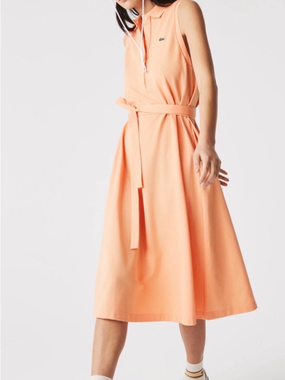 Lacoste Sleeveless Polo Dress in Peach